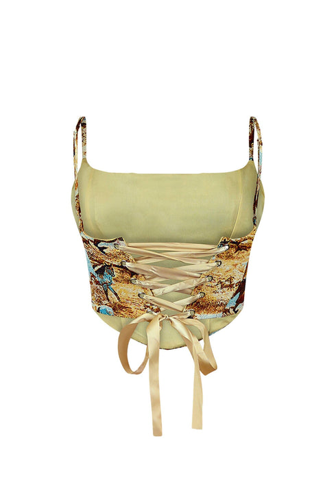 Stallion Print Corset Crop Top